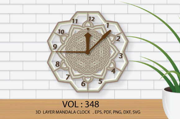 3D Decorative Multilayer Mandala Clock: Graphics and Crafts