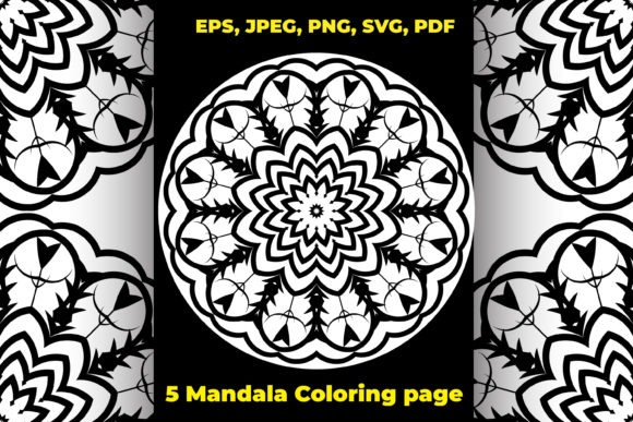 5 Decorative Mandala Coloring Page Adult Graphics