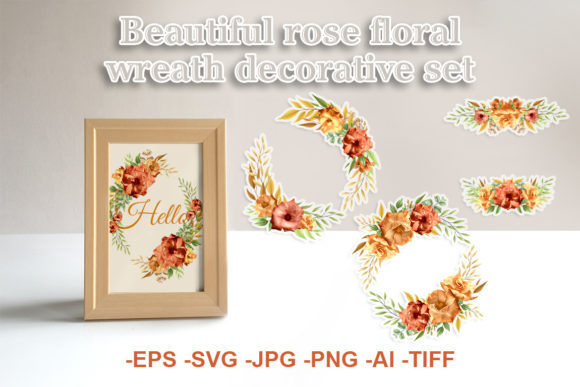 Beautiful Rose Floral Wreath Decorative: Graphics and Crafts in One
