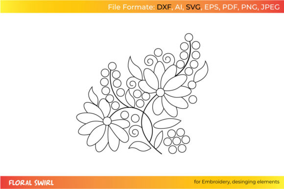 Decorative Floral Swirl Line Art: Graphics for Crafts and Creative Design