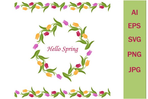 Decorative Round Flower Frame for Crafts and Graphics