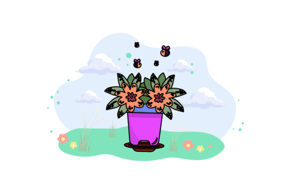 Flower Decorative in Cloud Nature Graphics