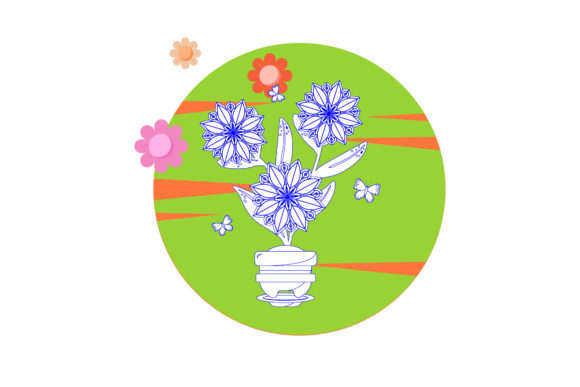 Flower Pot Decorative Circle Cloud Graphics and Icons