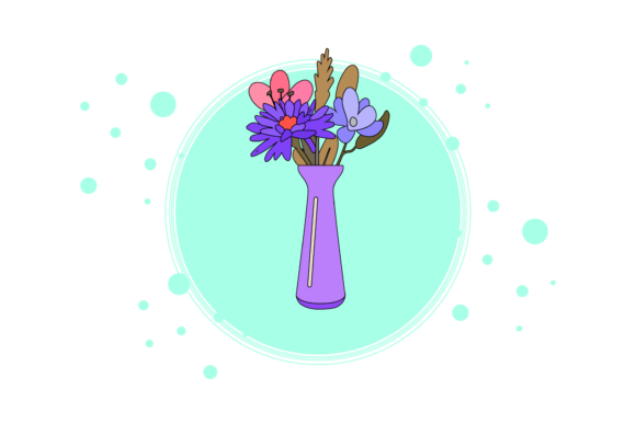 Flowers Pot Decorative Circle Bubble Graphics