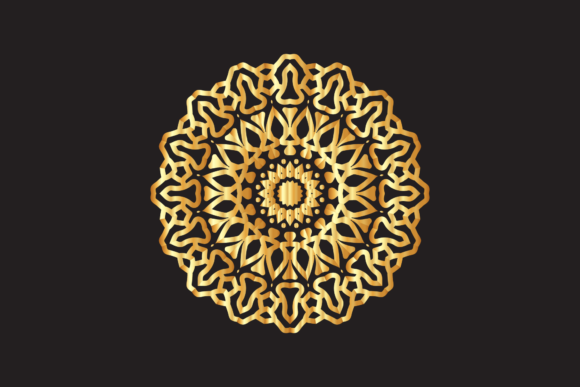 Mandala Gold Decorative Design: Graphics and Icons for Editorial Excellence