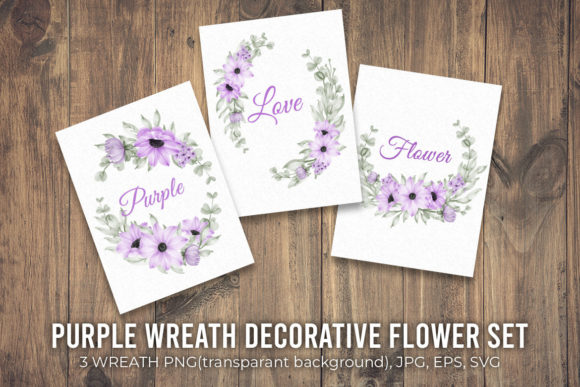 Purple Wreath Decorative Flower Set